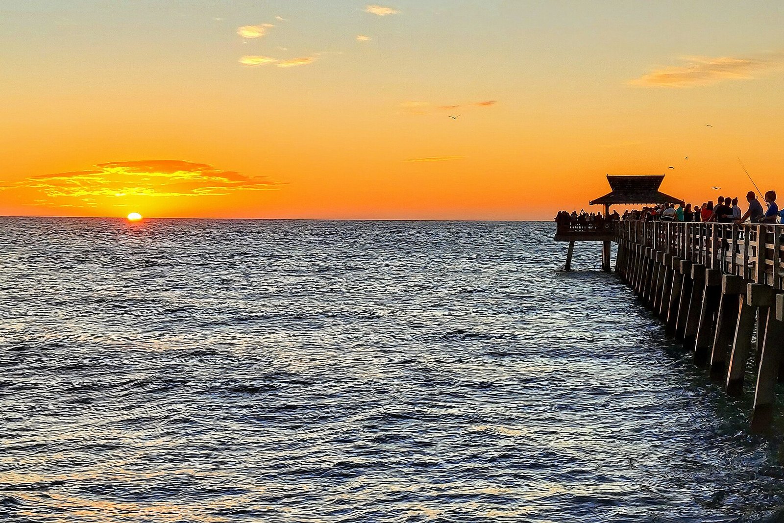 Naples Pier and the Gulf of Mexico at sunset